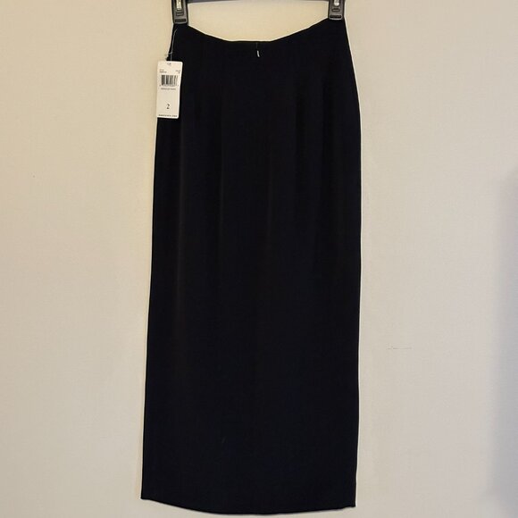 Black Silk Maxi Lined Skirt High Front Slit Skirt Women's Size 2P NWT - Picture 10 of 11